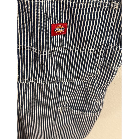 Dickies Men's Striped Denim Overalls Size Small Blue & White Workwear - Picture 6 of 7